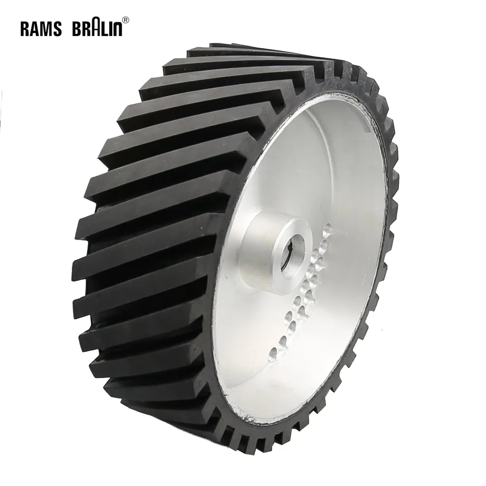 300*100mm Grooved Rubber Contact Wheel Belt Grinder Replacement Part Polishing Wheel Dynamically Balanced