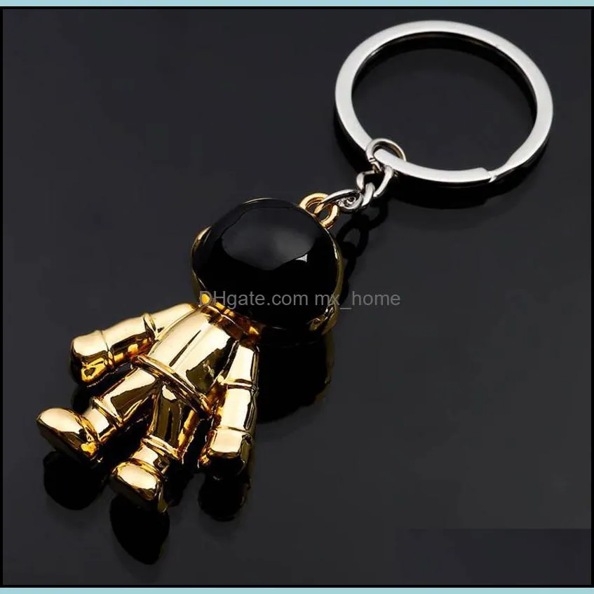 Astronaut Keychain Pendant Creative Space Robot Keyring Alloy Car Key Holder Charms Gifts Black Gold Silver