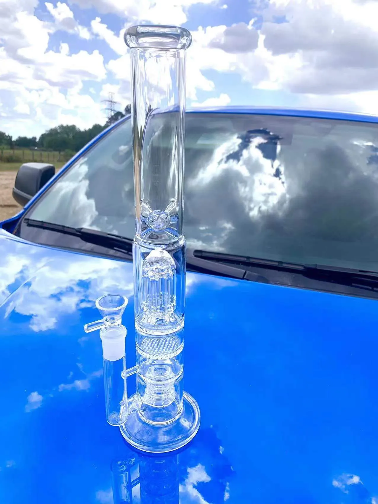 2022 16 Zoll 40 CM Klarglas Wasserpfeife Bong Shisha Rohre Jelly Fish Filter Perkolator Tabak Rauchen Bubbler Rauchen Bongs Flaschen Dab Rig Lokales Lager