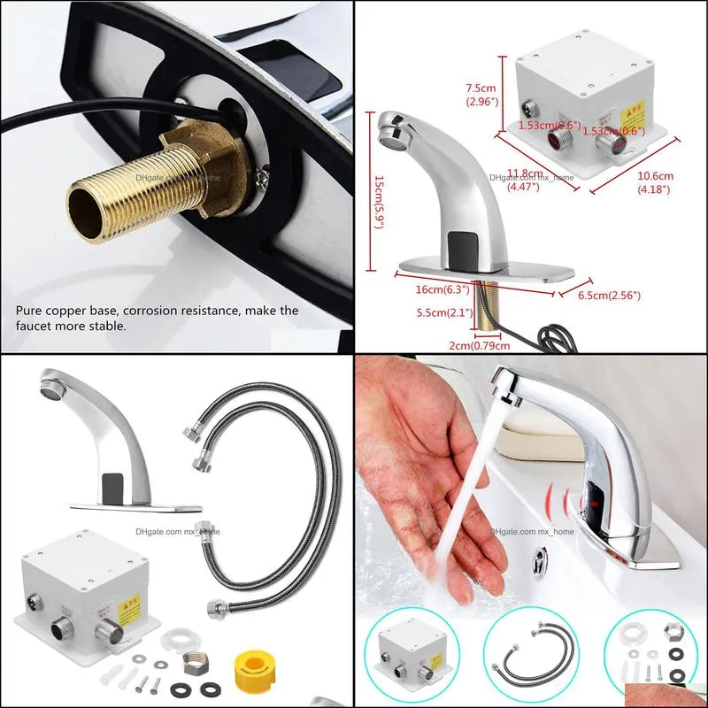 Bathroom Automatic Infrared Sink Hands Touchless Free Faucet Sensor Tap Cold Water Saving Inductive Electric Basin Faucet Mixer