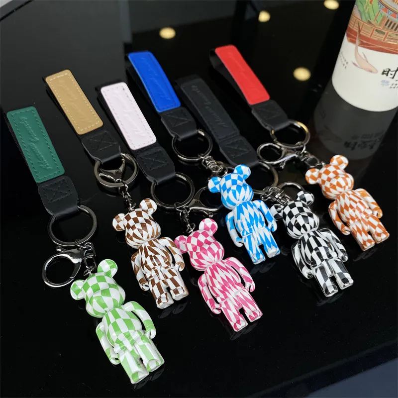 2022 Acrylic stripe stand pose bear keychain creative car bag couple bear key chain small pendant wholesale