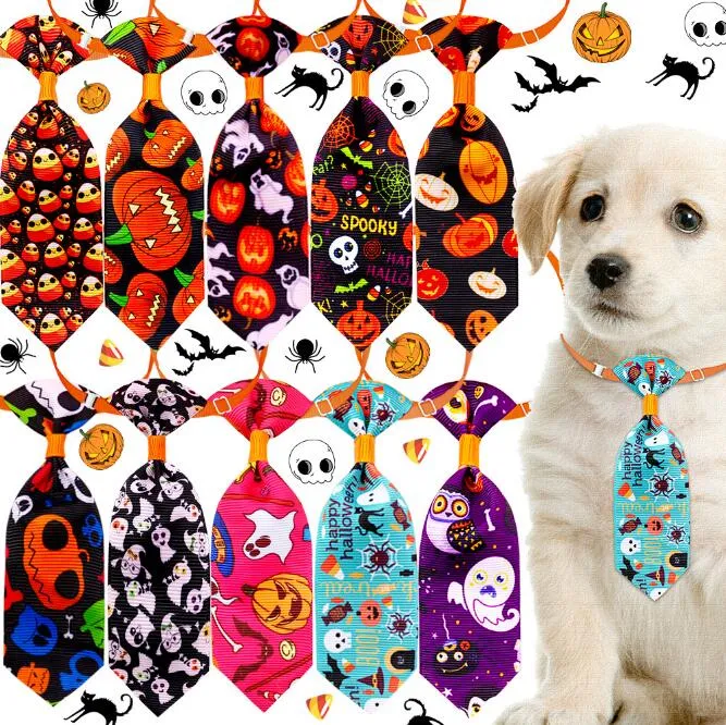 Zucca Fantasma Cani Cravatte Assortiti Piccoli Papillon per Animali Domestici Cravatte da Festival con Colletto Regolabile per Accessori per la Toelettatura di Cani e Gatti per Forniture per Feste di Halloween