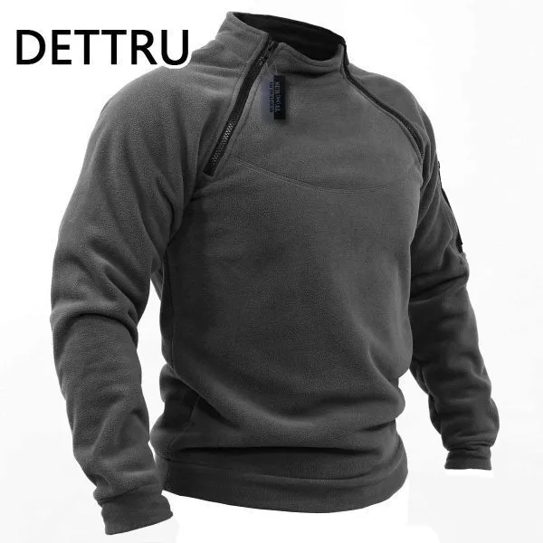 Winter Mens Military Sweatshirt Fleece Zipper Pullover Fashion Men's Solid Color Loose Lamb Thick Jacket Men Clothing Streetwear 220815