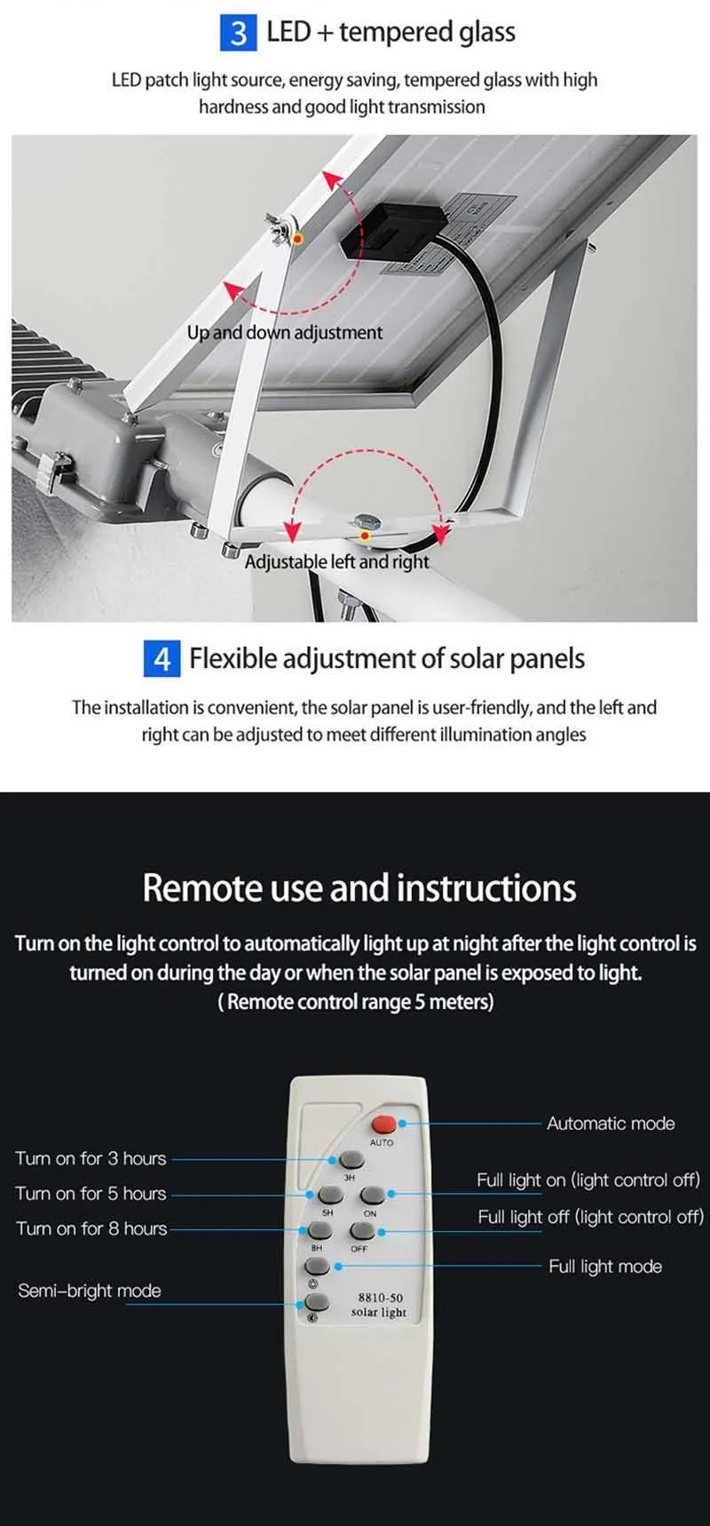 LED Solar Street Light Garden Solar Light Solar Street Lights Solar Energy Lamp Battery Powered Solar LED Light Outdoor (14)