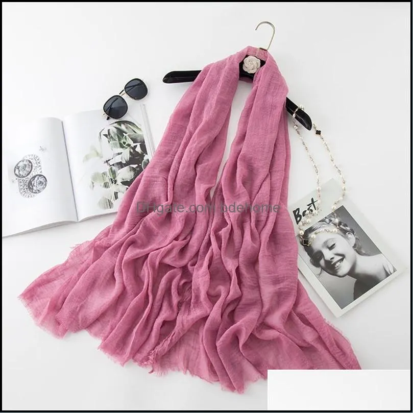 1PCS Autumn Winter Korean Woman Pure Color Scarf Ladies Headband Cotton And Linen Scarf 30 Colors Huge 180*100cm Hot Sale