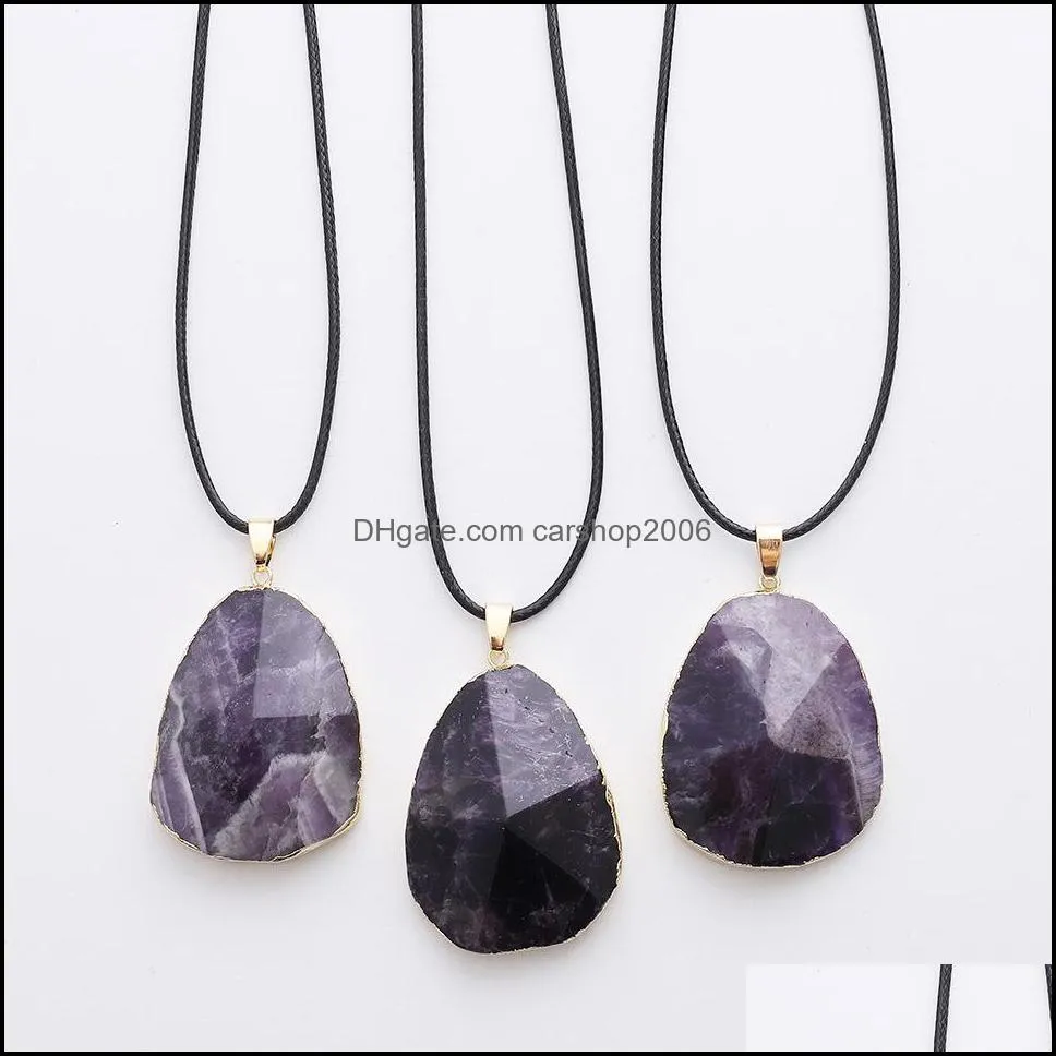 amethyst stone pendant necklace health lucky irregular stone crystals necklaces diy handmade material special jewelry carshop2006