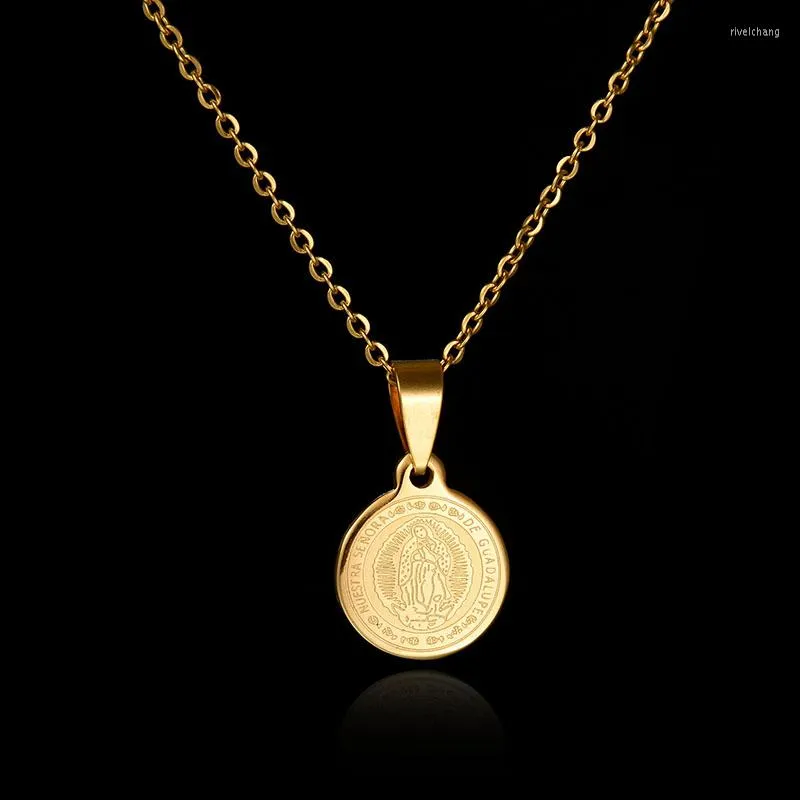 Virgin Mary Necklace - Stainless Steel Pendant for Women, Gold/Silver ...