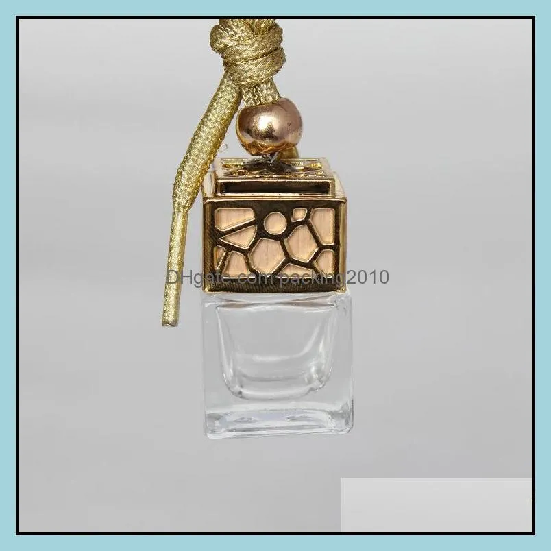 Empty Glass Bottle Car Hanging Perfume Rearview Mirror Ornament Air Freshener For  Oils Diffuser Fragrance Car-styling