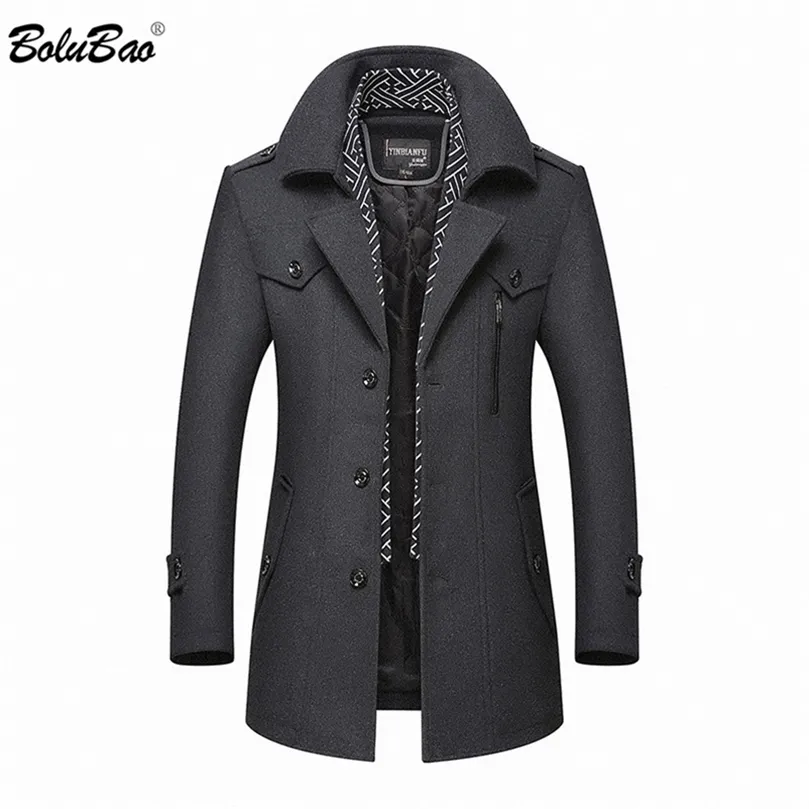 Bolubao varumärke mäns varma ull blandar kappa hösten vinter manlig mode casual ull ytterkläder män hög kvalitet ullrock 201222