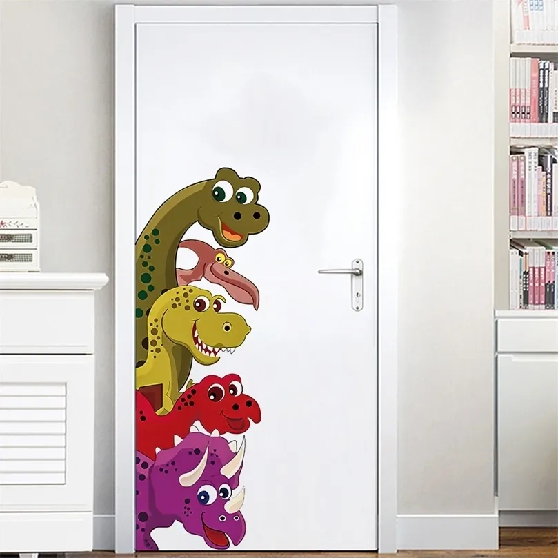 Забавный зонд динозавр за дверью декор настенные наклейки наклейки наклейки детская детская спальня гостиная роспись стена 220727