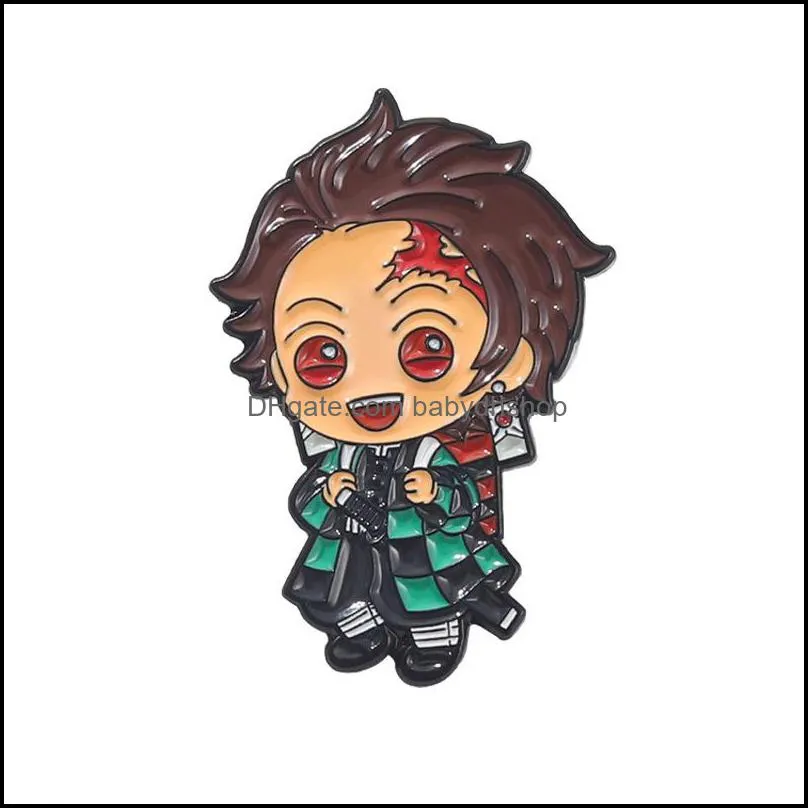 Demon Slayer Chibi Enamel Pin Custom Brooch Tanjirou Nezuko Zenitsu Inosuke Giyuu Lapel Badge Cartoon Jewelry Gift for Fans