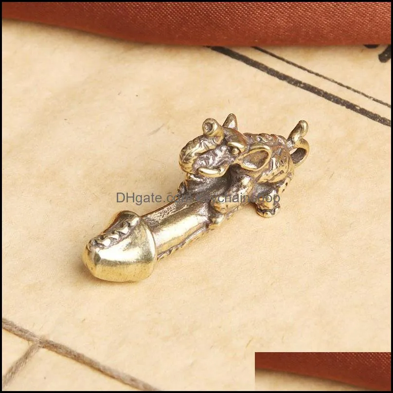 keychains creative brass elephant male penis figurines miniatures home decoration man genitals car keychain pendantkeychains