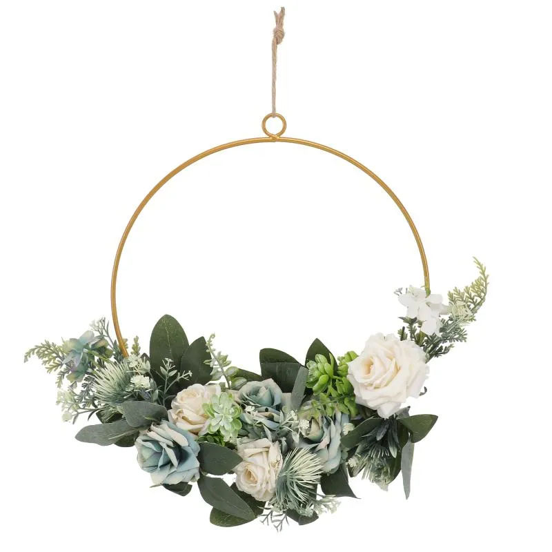 Dekorativa blommor kransar krans blommor metall vägg blomma båge dörr sommar dekoration front swag hängande bröllop girland ring deco