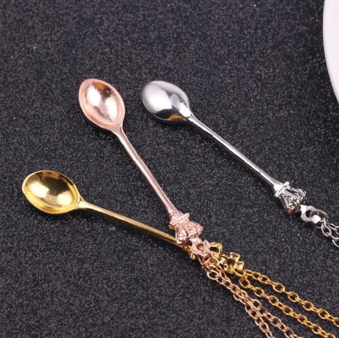 Necklaces & Pendants Drop Delivery 2021 Charm Tiny Pendant With Crown Necklace Creative Mini Long Link Jewelry Spoon 