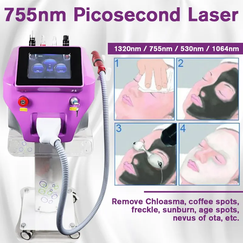 IPL -maskin hudblekning laser kraftfull picosekund picolaser alla färgtatueringsutrustning med fokuslins 322