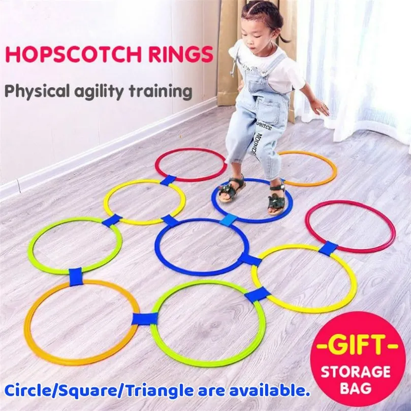 Enfants Brain Games Hopscotch Jump Circle Rings Set Kids Sensory Play Indoor Outdoor for Training Sports and Entertainment Toy 220621