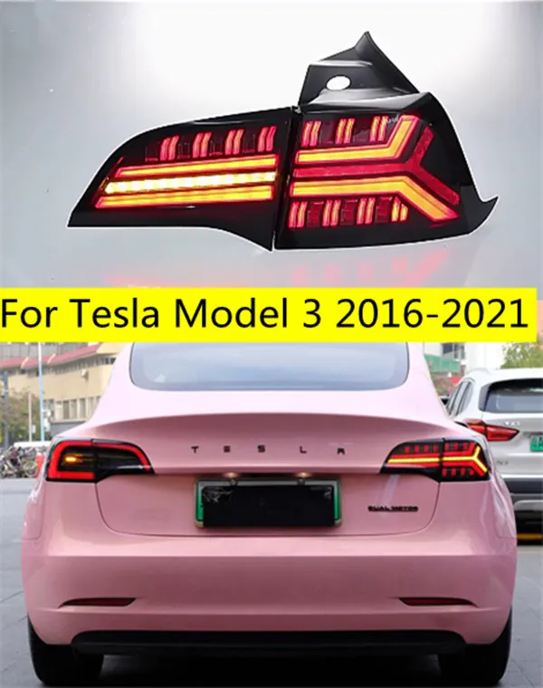 Automobile Rear Lamp For Tesla Model 3 DRL Tail Light 16-21 LED Brake Lights Reverse Stream Turn Signal Running Light