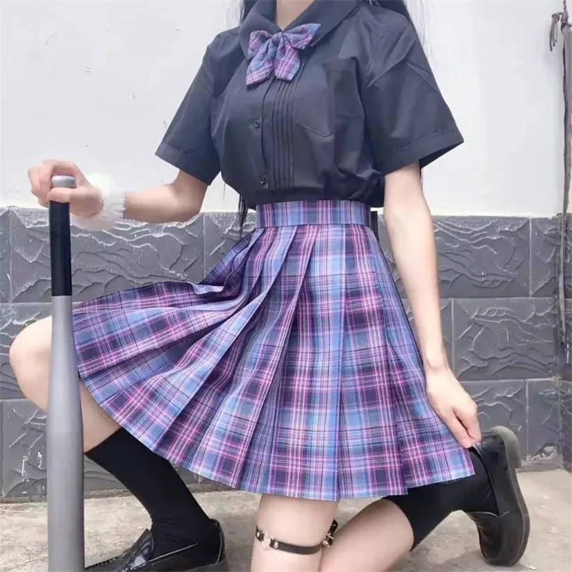 ZOKI Plaid Femmes Jupe Plissée Noeud Papillon Été Taille Haute Preppy Filles Danse Mini Mignon Une Ligne Harajuku Sexy Japon Faldas 220322