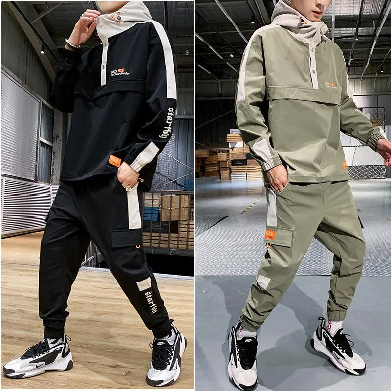Men's Tracksuits Tracksuit Fall/winter Man Two-piece Set Sweat Suit Polyester Overalls Korean Leisure Plus Size