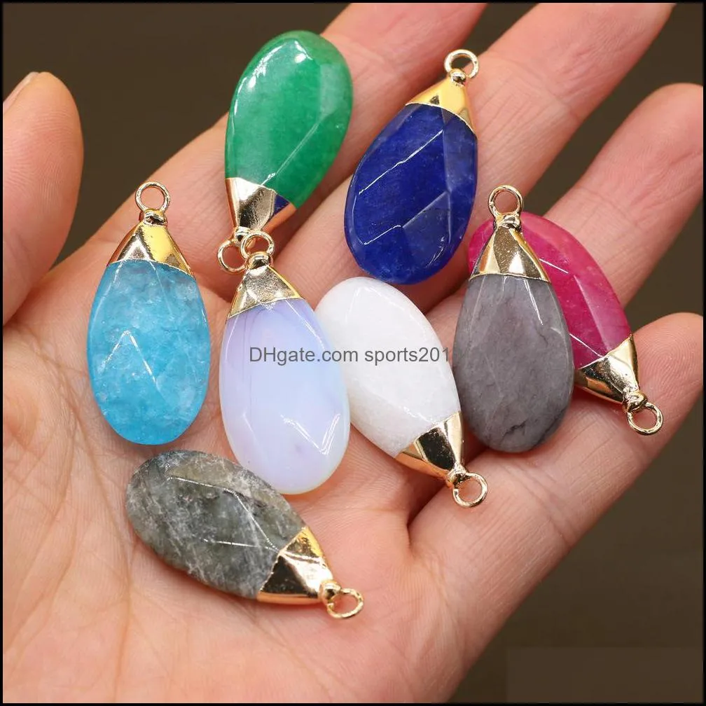 Arts And Crafts Arts Gifts Home Garden Delicate Faceted Water Drop Stone Chakra Charms Teardrop Shape Pendant Rose Quartz Dhd7B