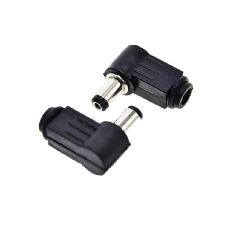 Autres accessoires d'éclairage 10pcs noir 2,1 mm x 5,5 mm 2,5 mm DC Power Male Plug Jack Adaptateur 90 degrés MaleAutre