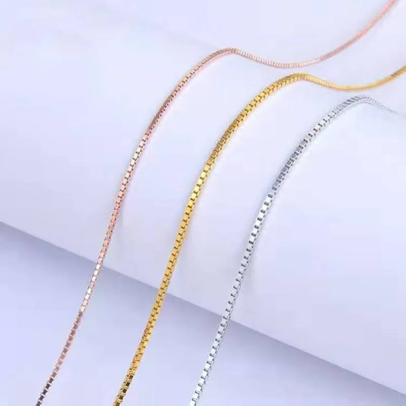 Zincirler 1.2/1.5mm genişlik Paslanmaz Çelik Altın Gümüş Renk Kutusu Zinciri Kolye 47cm 4cm Bağlantı Kadın Mücevherleri Toptan Freechains Si