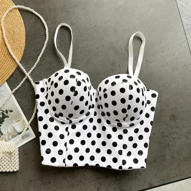 Bustiers Corsets Kadın Polka Dot Baskı Budier Bra Vintage Ayarlanabilir Kayış Push Up Korse Üst Sokak Giyim Seksi Kulüp Partisi Camisole Topsbus