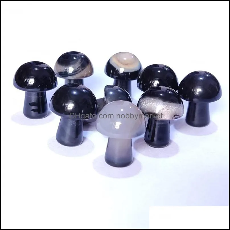 Natural Stone Carved Crystal Mini Mushroom Healing Reiki Mineral Statue Crystals Ornament Home Decor Gift Mix Colors