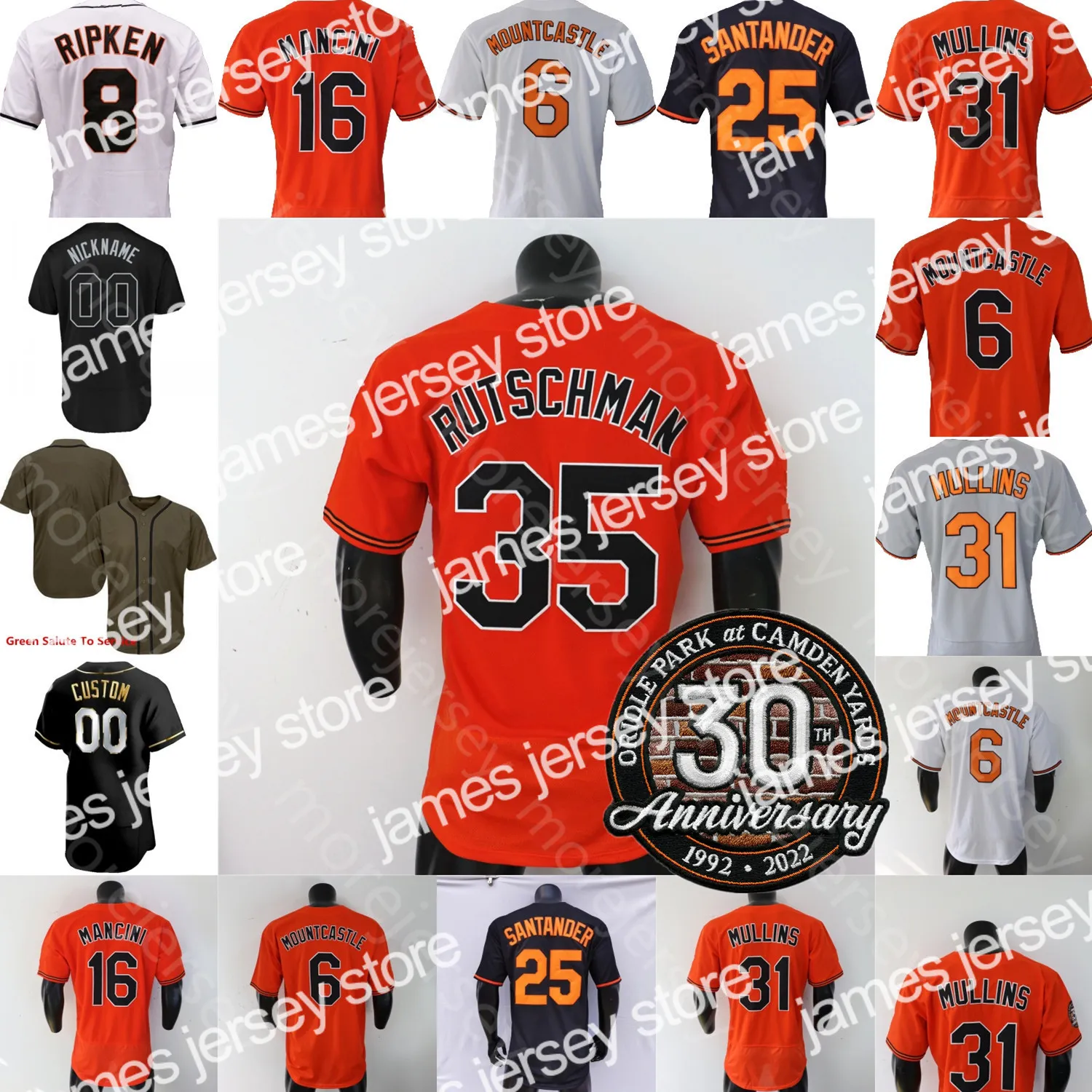 Neues Cal Ripken-Trikot Austin Hays Cody Sedlock Adley Rutschman Brooks Robinson Eddie Murray Trey Mancini Ryan Mountcastle Cedric Mullins Urias