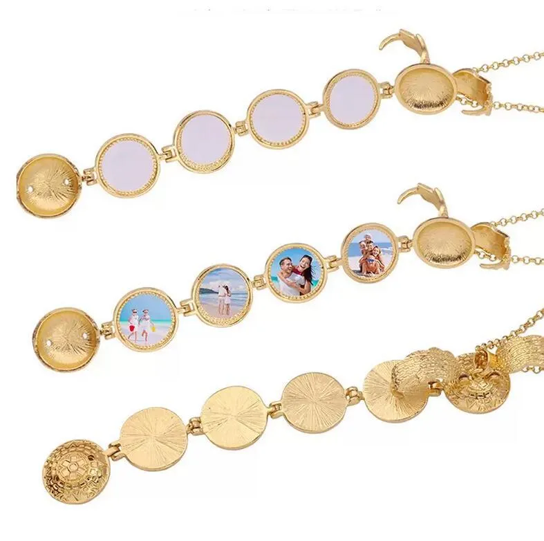 UPS Sublimation party Favor Necklace Blank with Chain Open Close Photo Wings Women Accessories Heat Transfer Blank Pendant Metal Jewelry Necklaces