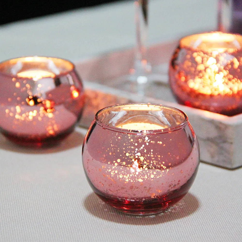 Mercury Glass Candle Holders Votive Tealight Candlestick Wedding Centerpieces Parties Home Decoration Gift