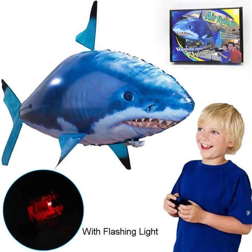 リモートコントロールサメのおもちゃエアスイミングRC動物赤外線フライバルーンピエロフィッシュおもちゃ子供のためのクリスマスギフト装飾2201345A