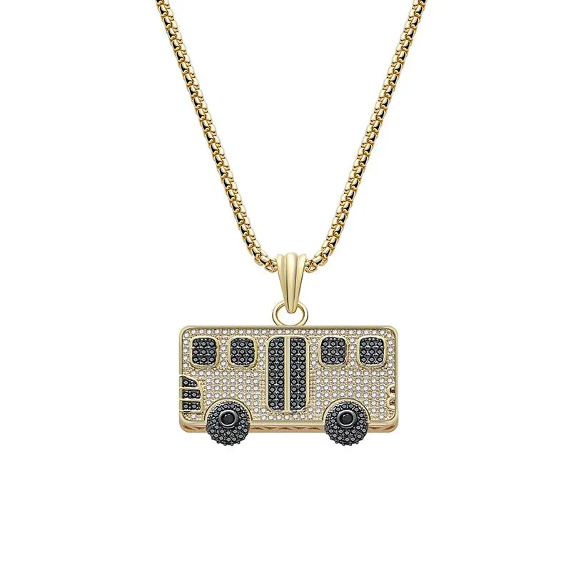 Pendant Necklaces Fashion Cute Bus Car Necklace High Quality Copper Zircon Jewelry Gift Gold Silver Color Two Choose One