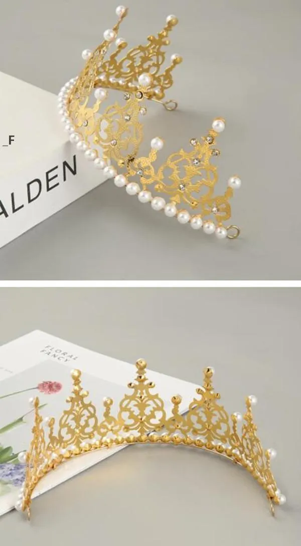 Party Decoration Queen Tiara Mini Crown Headgear Birthday Cake Topper Decoration Crystal Children Hair For Wedding Baby Shower BBB15504