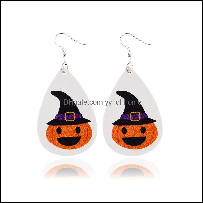 halloween leather earrings for women lady lightweight water drop lantern printed dangle earring fashion jewelry l587fa