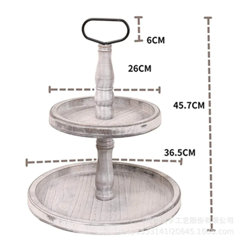 Diğer ev dekoru antika çift katman tepsisi retro yuvarlak katı ahşap palet meyveleri plaka ikindi çayı tatlı porsiyon tepsisi tabloedecor wll1446