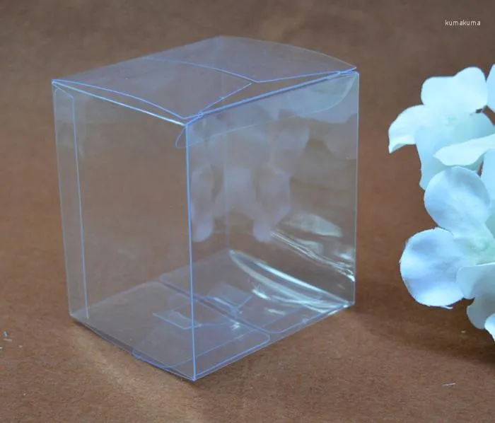 10pcs/lot 3x3x3cm 4x4x4cm PVC Gift Box Clear Square Macaron Plastic Packaging Transparent Wedding For Cupcake