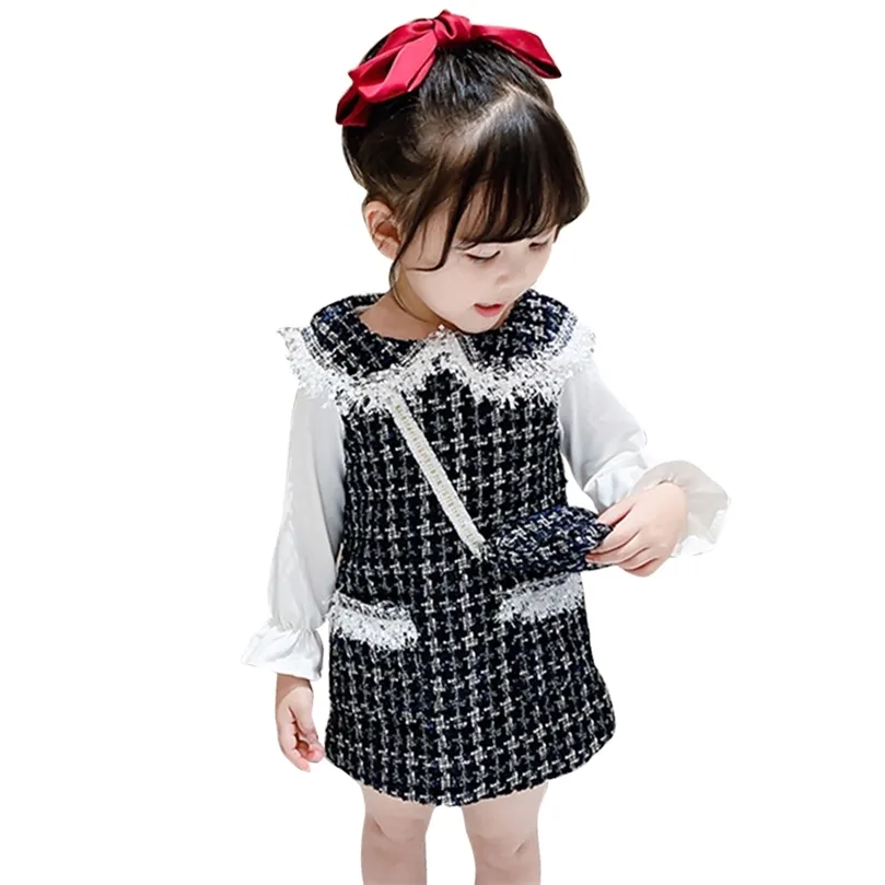 Sukienki dla dzieci w kratę sukienki dla dziewcząt Patchwork Sukienki dla dzieci Spring Autumn Costume for Girl