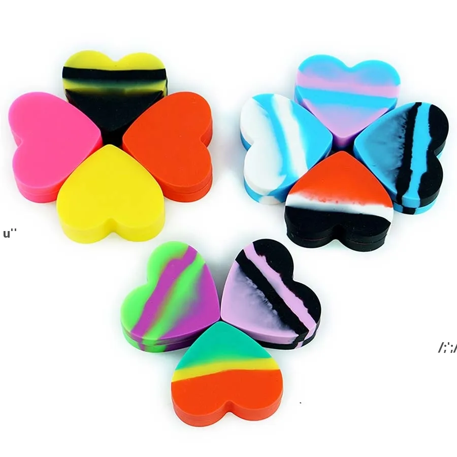 Heart-Shaped Box wax container nonstick jar mini assorted color silicone containers portable storage bottle BBF14320