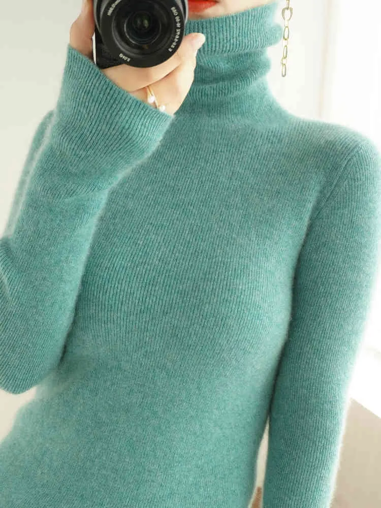 Autumn Winter Cashmere Sweater Turtleneck Pullovers Casual s Women Long Sleeve Tight