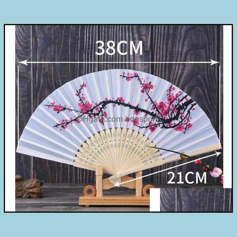 Cherry Blossom Silk Hand Fan Wedding Favor Plum Blossom Hand Folding Fan Wintersweet RRB14510