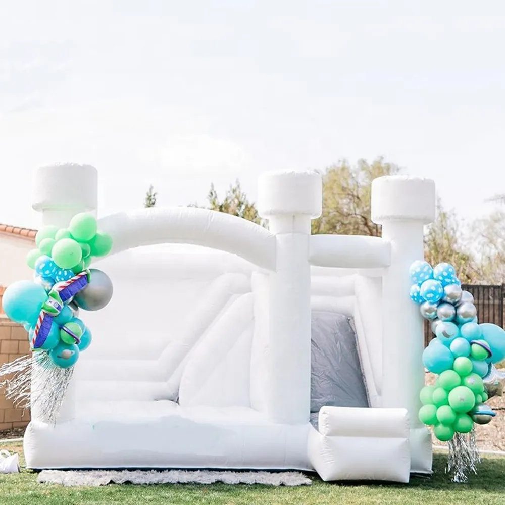 Maison de rebond de château plein d'entrain gonflable blanc de mariage avec le module de glissière Adultes Mariage Bounce Combo Trampoline de saut pour l'événement de partie