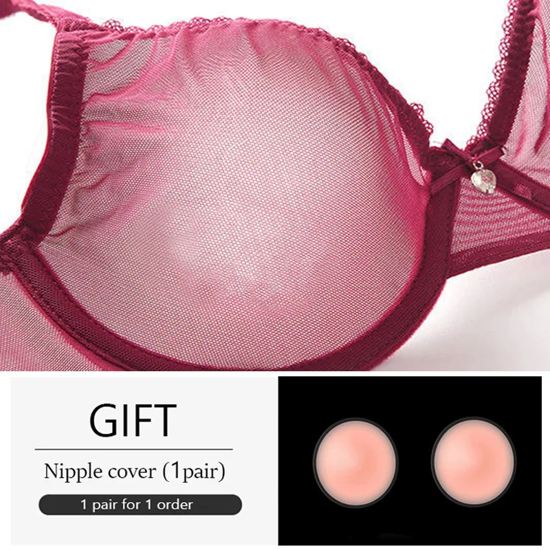 Women's Sexy See Through Lingerie Bra Top Plastic Push Up Sheer Bra Nipple  Cover