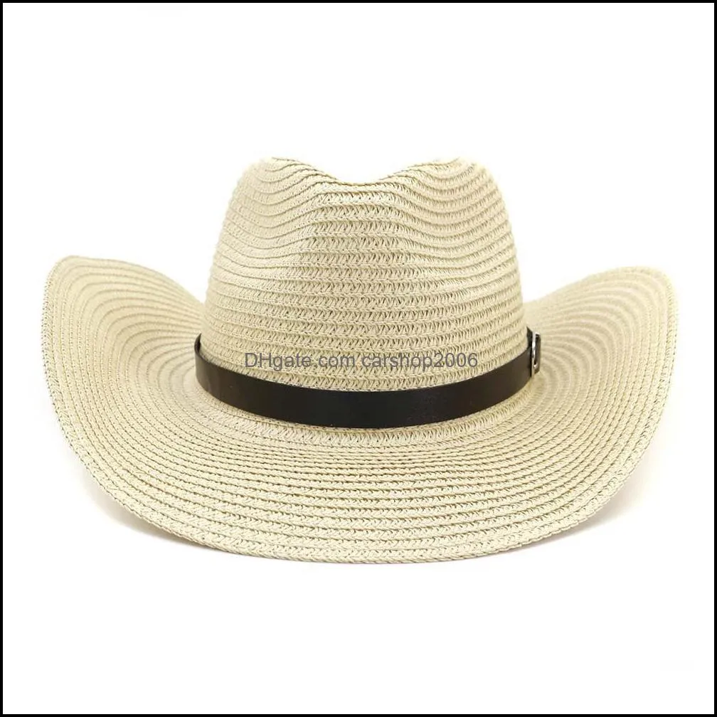 Western  Wide Brim Straw Hats For Men Women Outdoor Beach Sun Protection