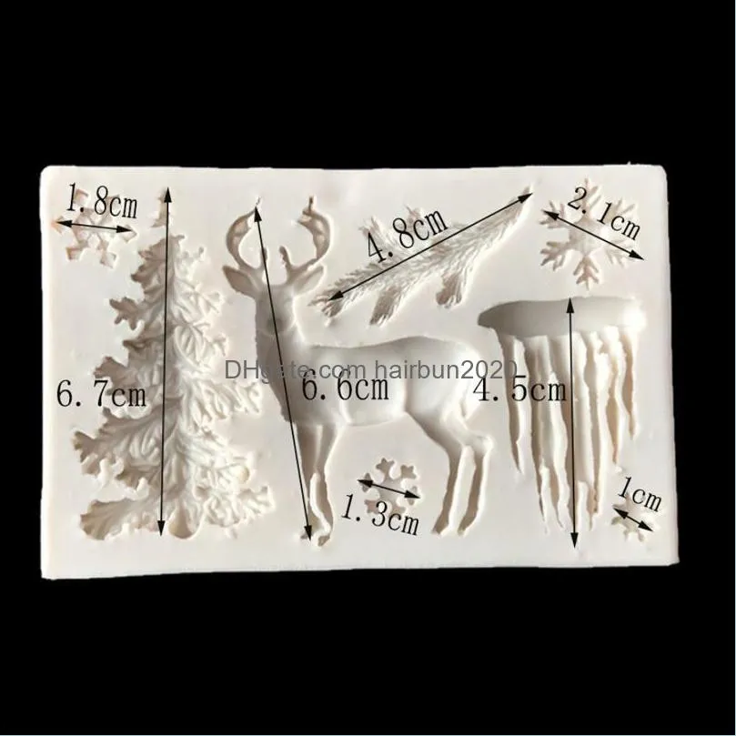 Baking Moulds 3D Christmas Decorations Deer Snowflake Lace Chocolate Party DIY Fondant Cooking Cake Decorating Tools Silicone Mold
