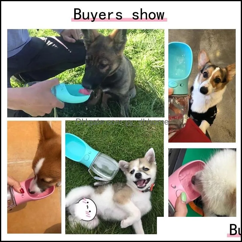 350ml pet dog water bottle bowls portable pets travel waterdrink cup with bowl dispenser for walking small dogs wll863