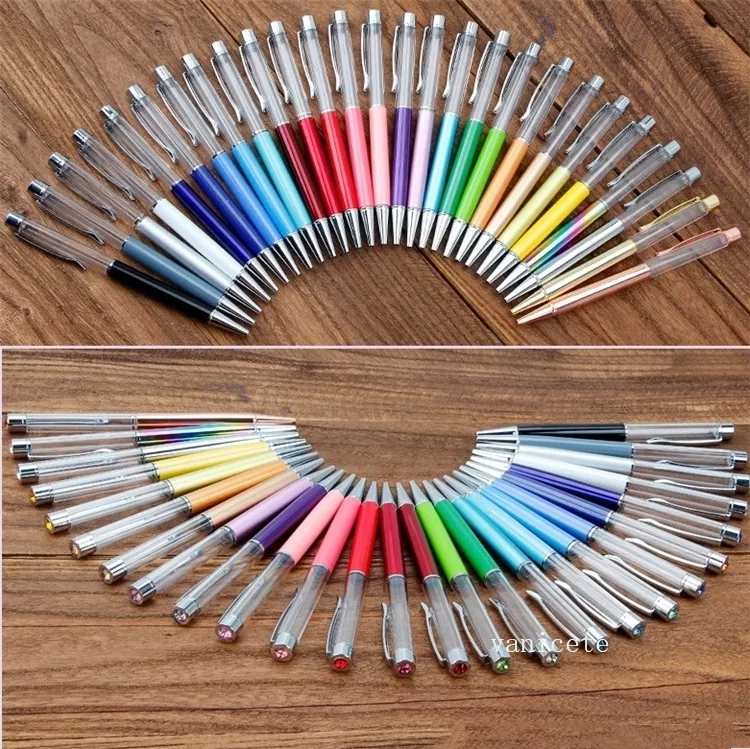 Creative DIY Blank Ballpoint Pen Student Glitter writing pens Colorful Crystal Ball pens ZC1178