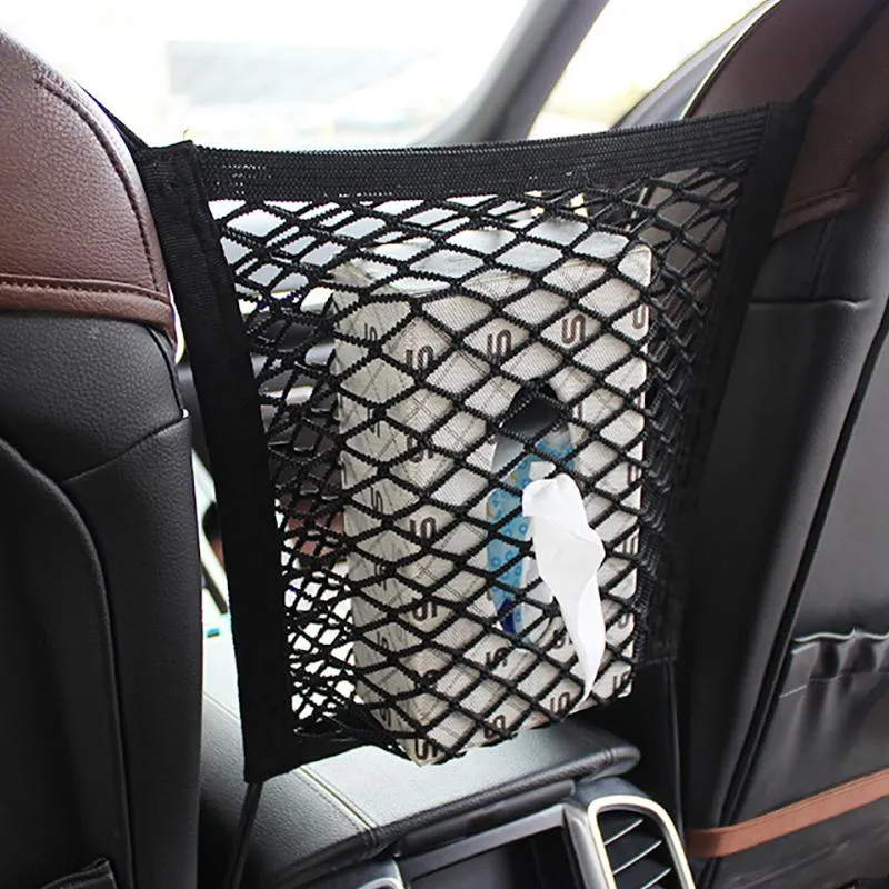 Car Organizer Interior Trunk Seat Back Elastic Mesh Net Styling Storage Bag Pocket Cage Grid Holder Accessories TrunCar OrganizerCar