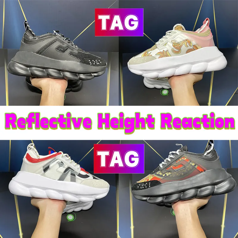 Italie Reaction Casual Chores Men Femmes Reflective High Triple Black Blanc Rose rose multicolore Suede Bluette Gold Designer Mens Platform Sneakers Trainers