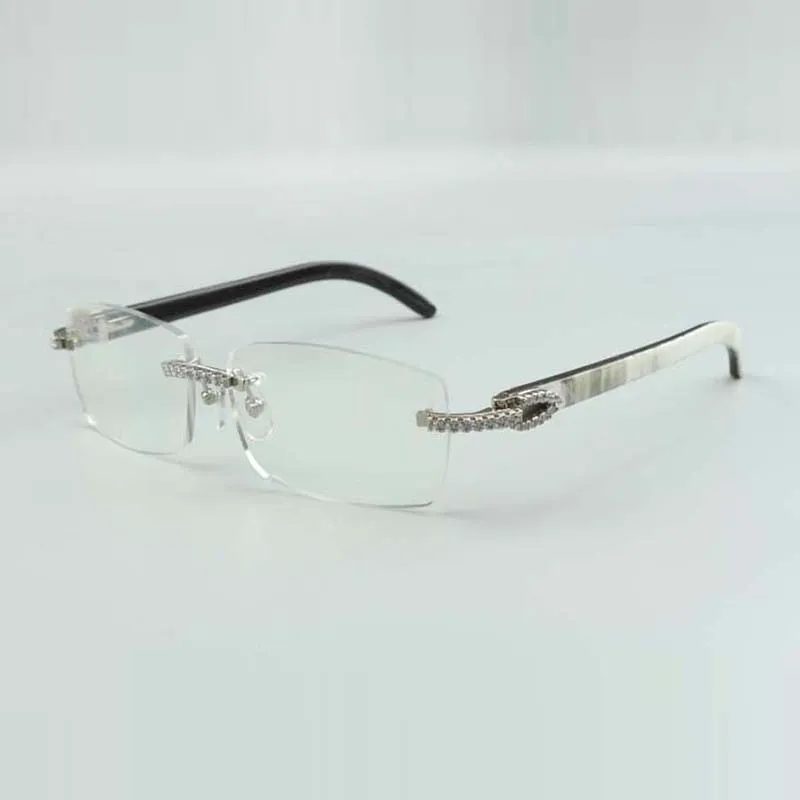 Stylish Diamond Buff Diamond Frame Glasses With White Buffalo Horn